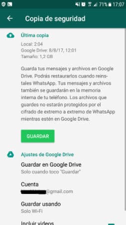 hacer copia de seguridad de tus contactos en whatsapp