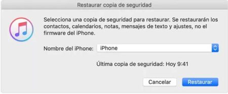 Restaurar copia de seguridad de iTunes